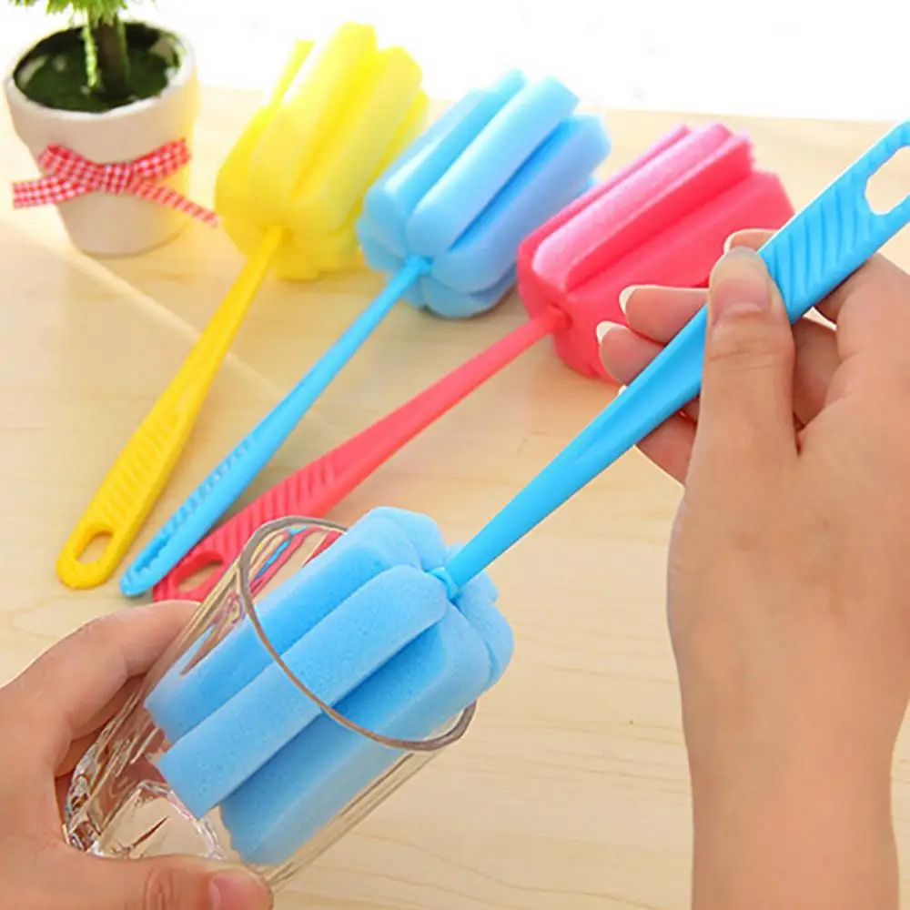 

1 Pc Sponge Brush Milk Bottle Cup Glass Washing Cleaning Kitchen Cleaner Tool Sponge Brush Household Cleaning Tools Accessories