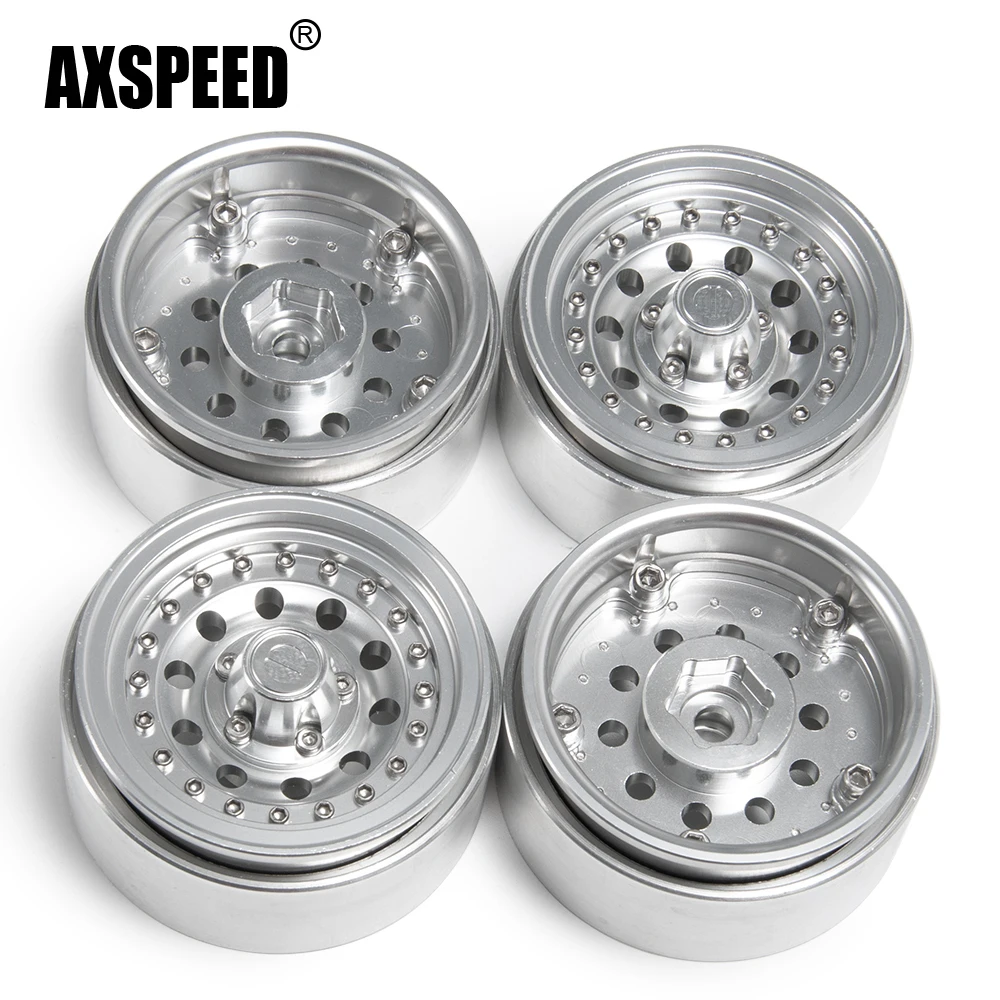 AXSPEED-bujes de llantas de rueda Beadlock de aleación de 1,9 pulgadas para Axial SCX10 90046 TRX4 D90 1/10 RC Crawler Car Wheels, piezas de repuesto