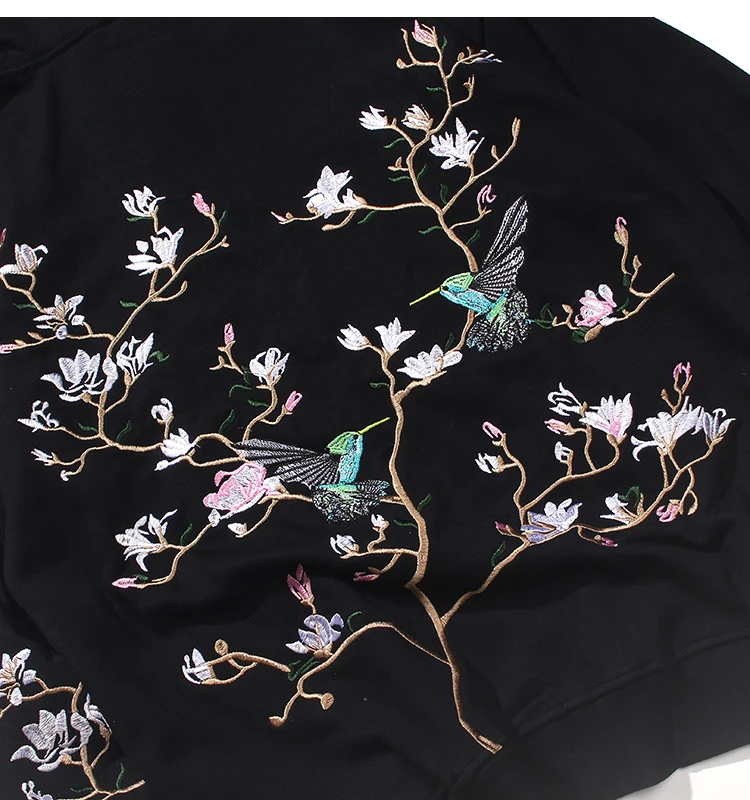 

Embroidered Plants And Flowers Japanese Harajuku Style Hoodies Men 100% Cotton Mens Hoodie Pullovers Hip Hop