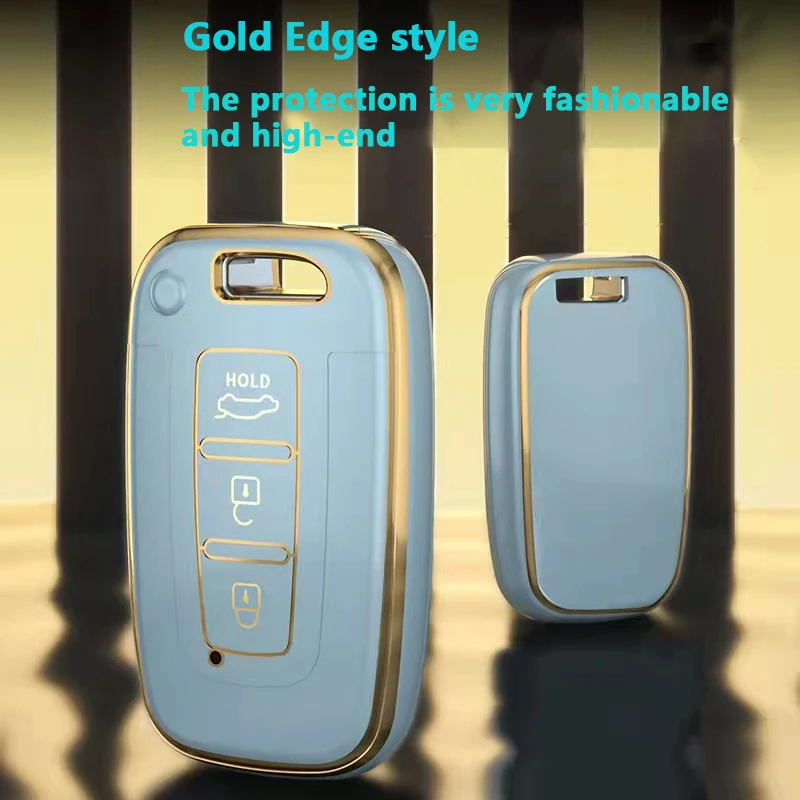 

Soft TPU Gold Edge 2022 New Vehicle Keys Cases Fashion Accessories For Hyundai IX35 Accent Veloster Sonata 8 Festa IX25 Yuedong