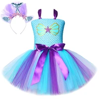 little mermaid tutu dress outfit for girls princess sea maid dresses for kids birthday party costume baby girl toddler clothes