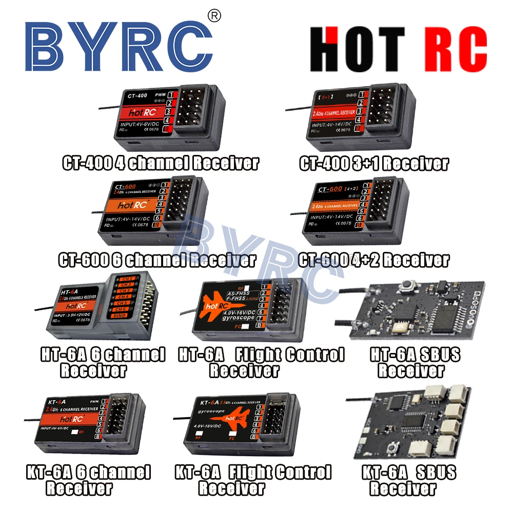 HOTRC CT-400 CT-600 HT-6A KT-6A PWM FC Полетный контроллер SBUS 2 4G приемник для FHSS радиосистемы FPV