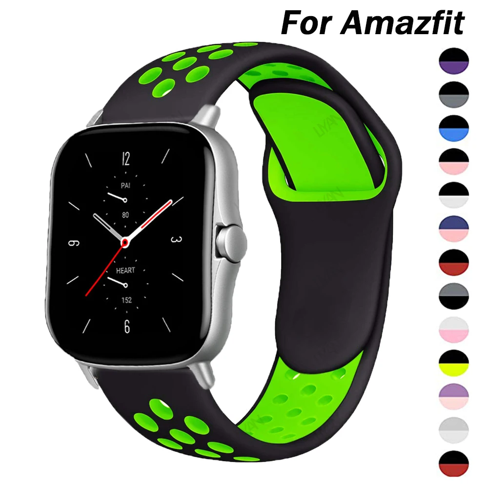 20 мм/22 мм силиконовый ремешок для смарт браслета Amazfit GTS/2/2e/GTS2 Mini/GTR 42 мм/47