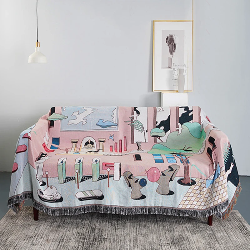 

Museum Adventure Throw Blanket Multifunction Sofa Creative Covers Cobertor Tassel Dust Cover Air Conditioning Blankets For Bed