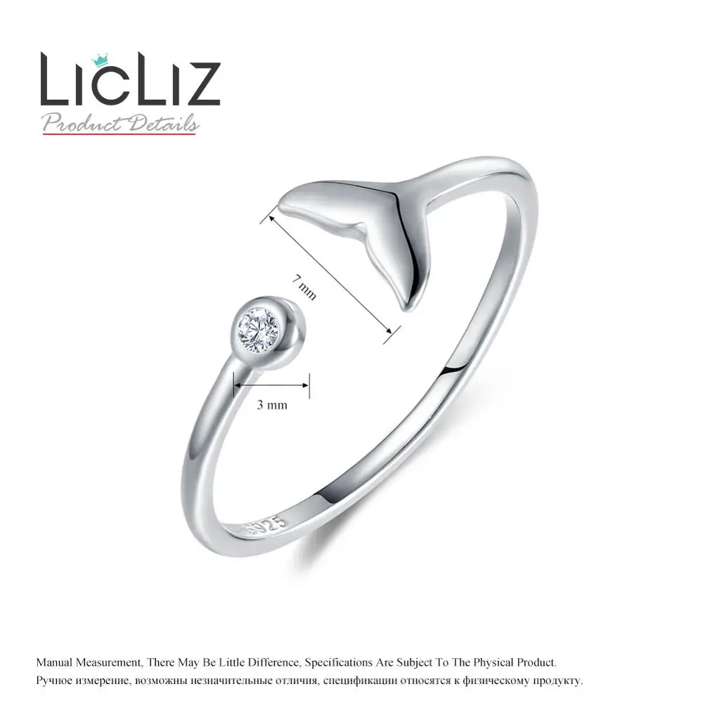 Mermaid Tail LicLiz, новинка, 925 пробы, серебряное, v-образная форма, регулируемое, Открытое кольцо для женщин, геометрическое, плетеное, кошачье кольцо, ювелирное изделие, LR0313 - Цвет камня: Mermaid Tail