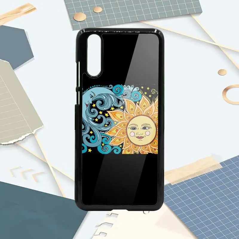 

Funny Sun Moon Face art retro Phone Case PC For Samsung galaxy S note 8 9 20 10 e lite2019 plus pro ultra