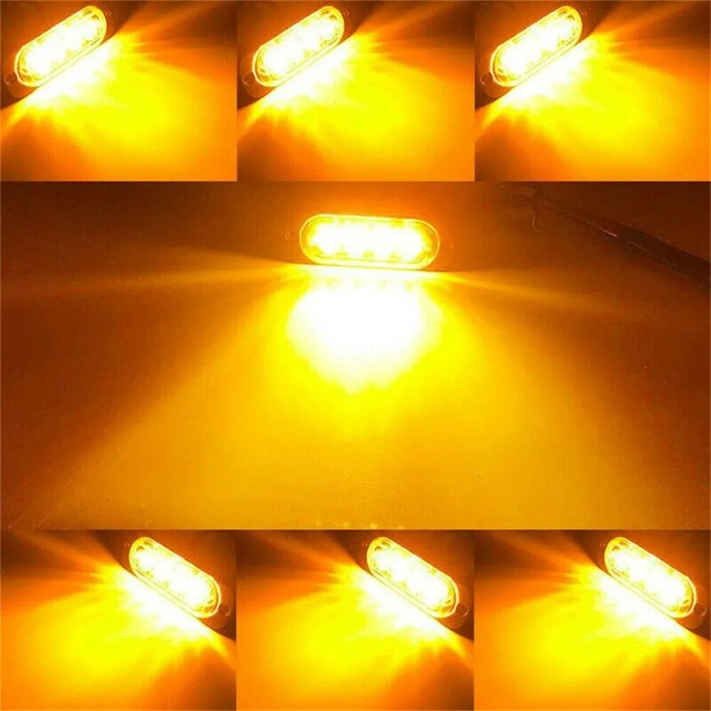 

4Pcs Brake Light 4 LED Auto Amber Beacon 12/24V Hellgelbes Licht Universal Urgent Light Bright LED Lights Car Accessories