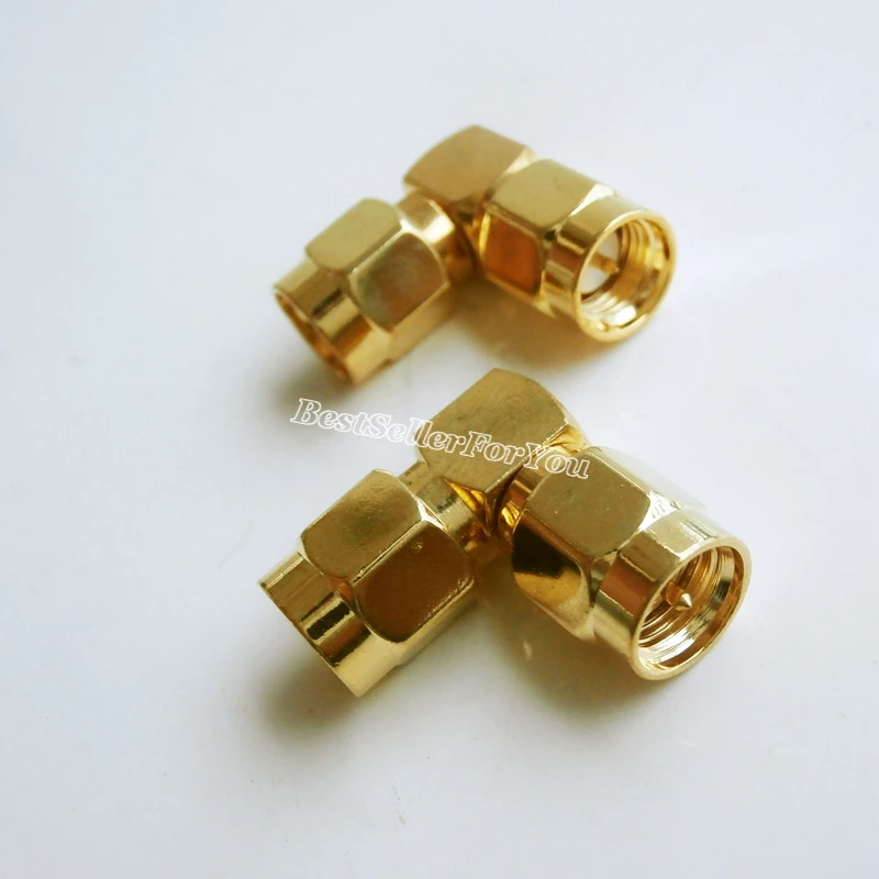 

1Pcs SMA Connector Male Plug To SMA Connector Male Right Angle RF Adapter Connector