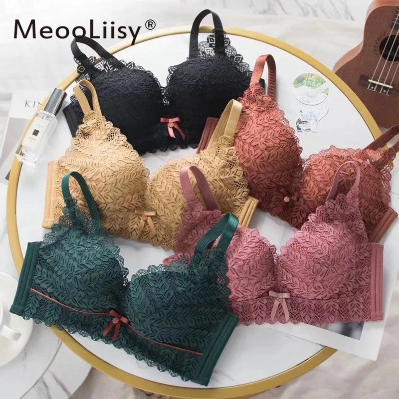 

MeooLiisy Sexy Floral Lace Bra Top For Women Push Up Female Lingerie Breathable Bralette Thin Fashion New Wireless Bras
