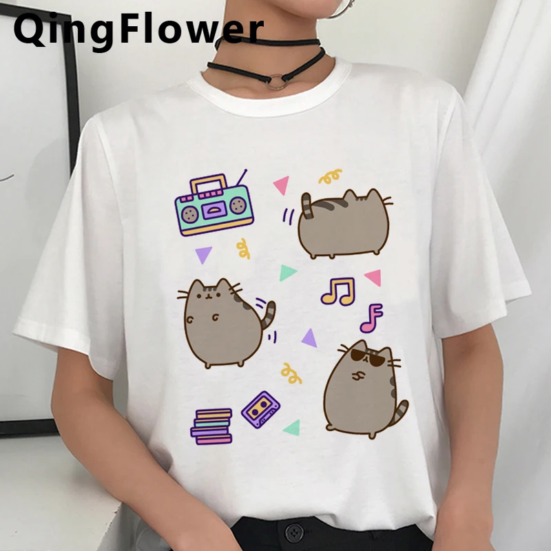 Pusheen Кошка Kawaii Funmy футболки с рисунками из мультфильмов футболка для женщин I Am Busy