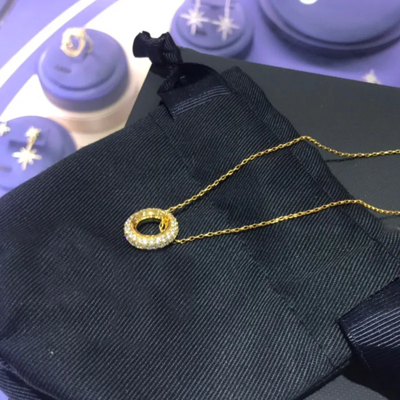 UMGODLY Luxury Brand Copper Black Hoop Pendants Adjustable Round Necklace Micro Cubic Zirconia Women Fashion Jewelry | Украшения и