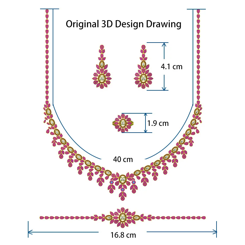 

4pcs Bridal Full l Zirconia Jewelry Sets For Women Party Luxury Dubai Nigeria CZ Crystal Wedding Necklace Earrings Sets