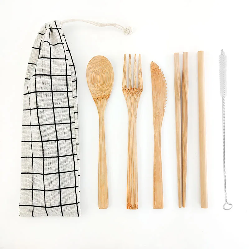 Набор бамбуковых столовых приборов портативный экологически чистый набор нож