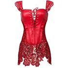 S-6XL искусственная кожа и Венецианская кружевная юбка размера плюс корсеты и бюстье стимпанк сексуальный корсет Готик одежда Corpetes е Espartilho