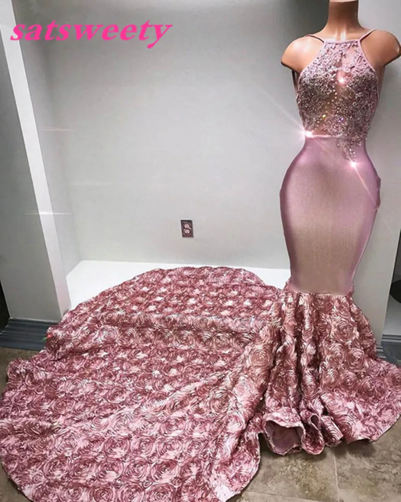 same as picture Abendkleider 3D розы Длинные бальные платья русалки сексуальное Кристальное кружевное свадебное платье без спинки с открытыми плечами Vestido Longo - Цвет: same as picture