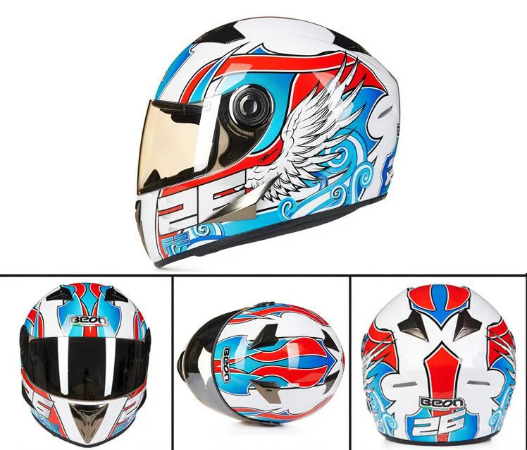 BEON мотоциклетный шлем Полнолицевой мото для верховой езды ABS мотогонок Casco Moto