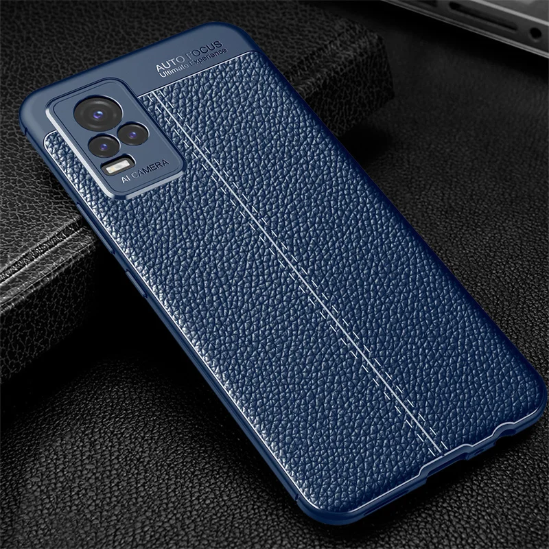 For Cover Vivo V21E Case For Vivo V21E Capas Coque Shockproof Bumper Luxury TPU Leather For Fundas Vivo V21E V21 E Cover 6.44