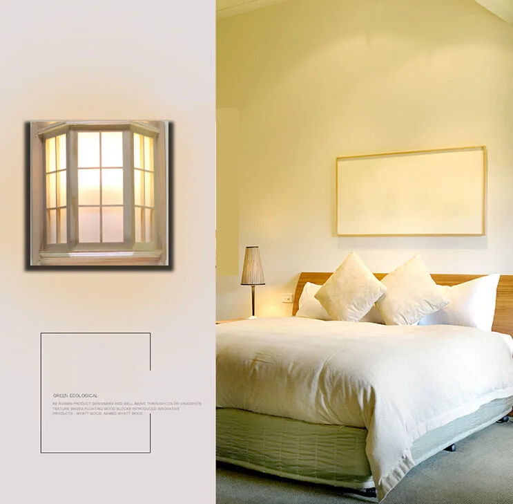 

Japanese Style Pine Camphor Wood PVC Crafts Wooden Window Frame LED AC 110/220V Aisle Wall Light Fixture luminarias para