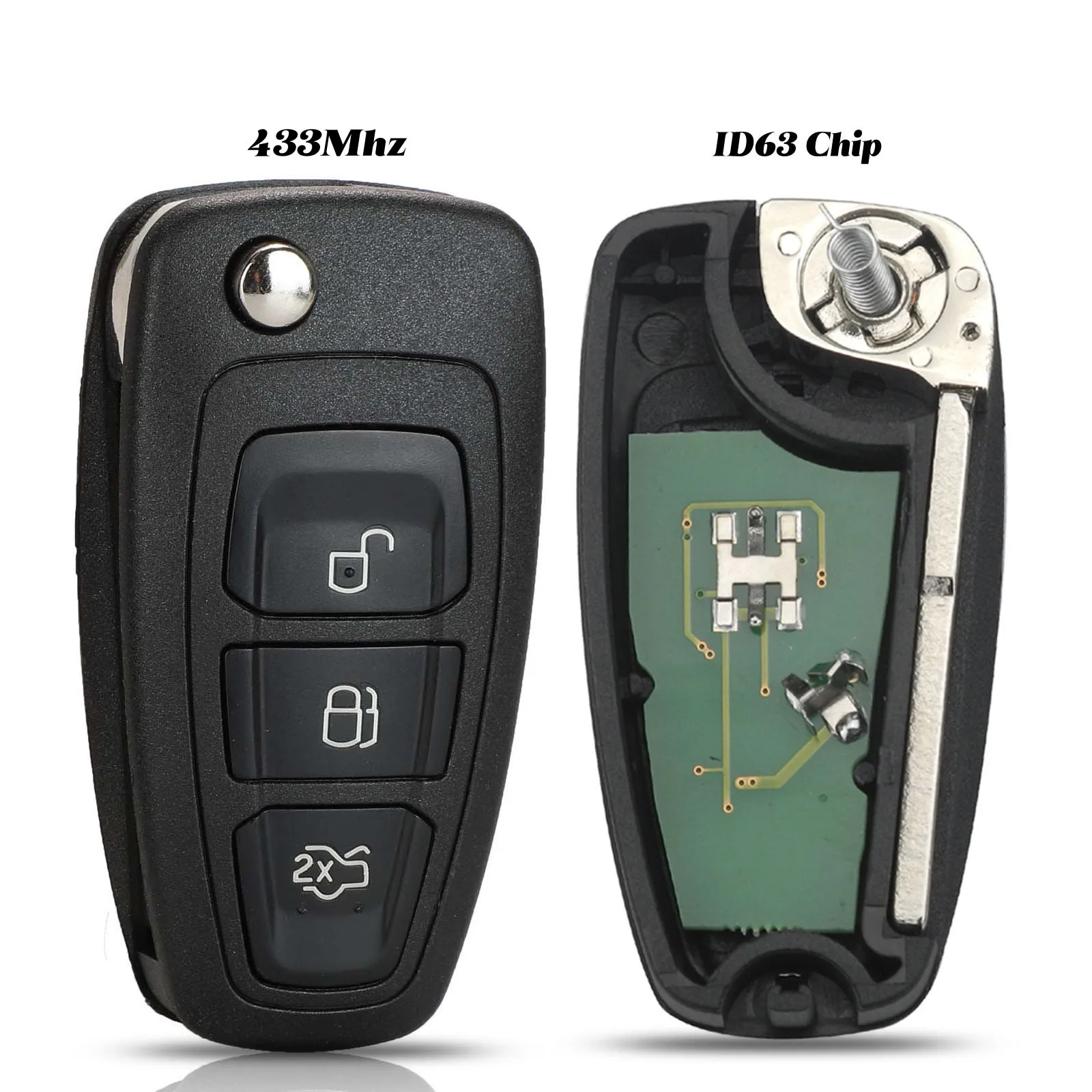 433 МГц 4D63 чип 3 кнопки раскладной дистанционный Автомобильный ключ для Ford Focus Fiesta