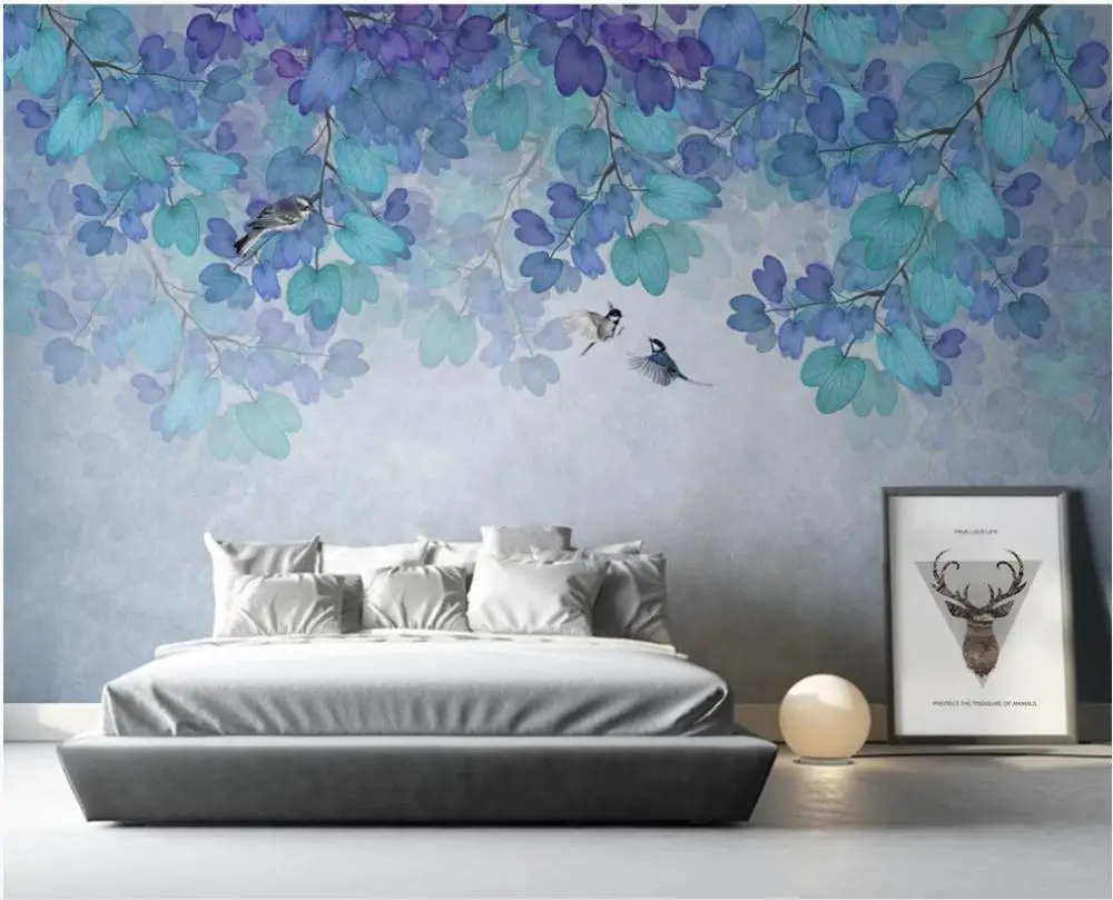 

3d photo wallpaper custom mural Romantic fresh nature blue fantasy leaves forest home decor living room wallpaper for walls 3 d