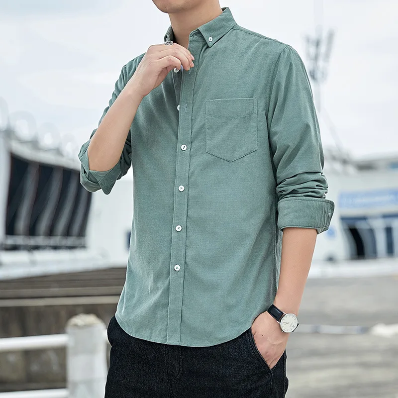 

2020 Spring Autumn New Men's Cotton Corduroy Men's Long-sleeved Shirt Casual Fashion Lapel Plus Size Men's Shirt Men's Clothing