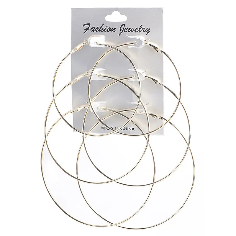 3 пар/компл. негабаритных Огромный Серьги в виде колец для Для женщин Изысканные