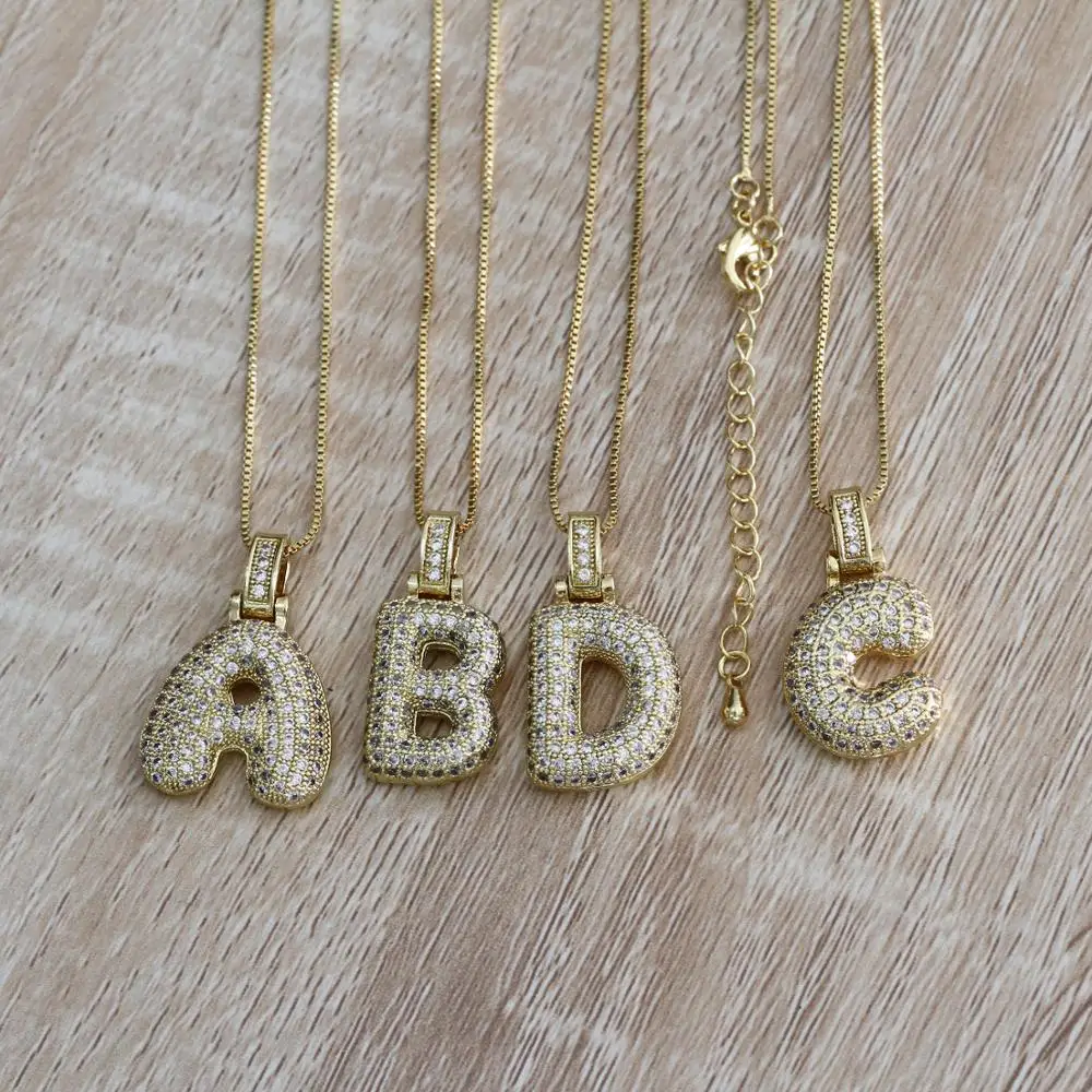 Мода 26 букв пользовательское имя пузырь CZ ожерелье и кулон Шарм для мужчин женщин