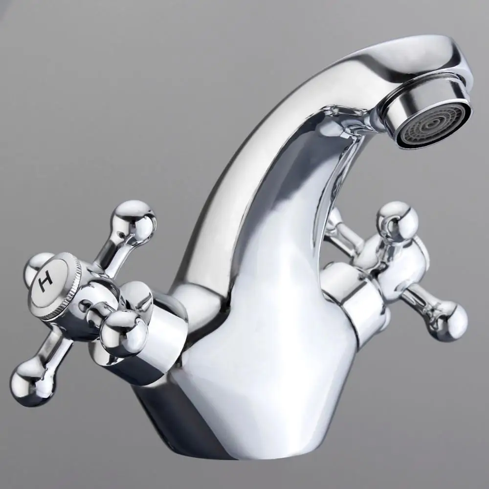 Современный кухонный смеситель с двойной ручкой латунный хромированный кран для