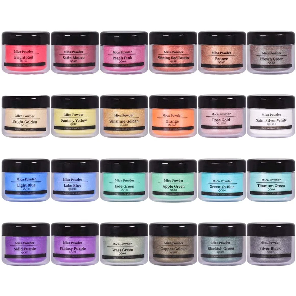 24-Color Mica Powder 10g/0.35oz for Epoxy Resin Pigment Powder: Soap Making, Paint, Nail Polish & Adhesive Pigments image 2
