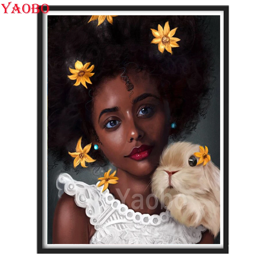 Довольно Африканский царь чёрных вышивка стразами Девушка Стразы картины 5d Diy