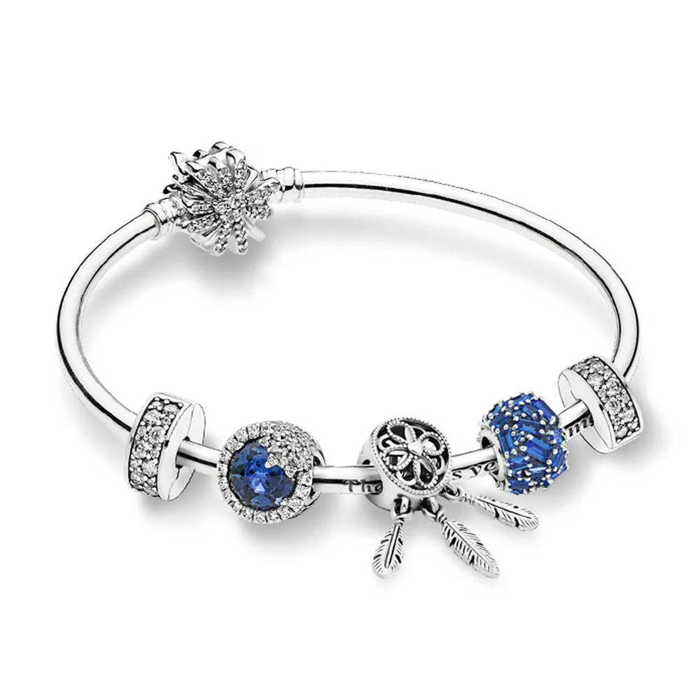 

Новинка 100%, серебро 925 пробы, ZT0208, зимний браслет с мигающими кристаллами, 797746NSBL, голубой, элегантный, оригинальный Шарм