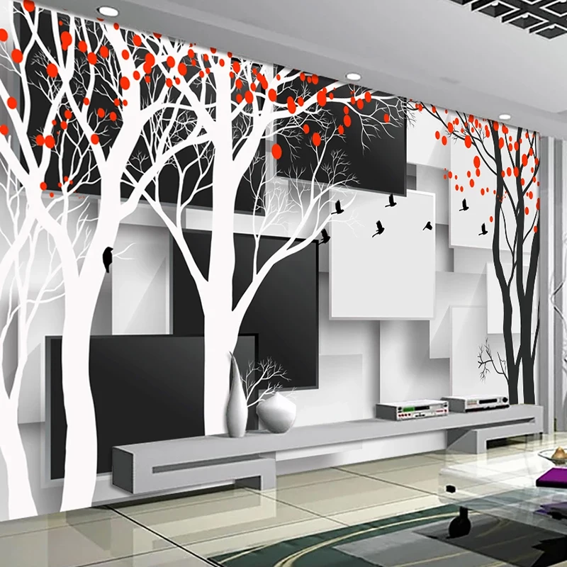 Прямая поставка пользовательские 3D настенные фрески фото обои черно белые