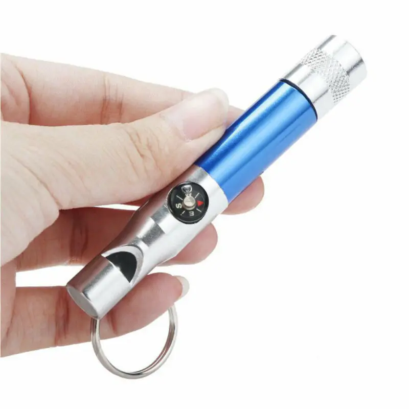 

3-In-1 Keychain Flashlight Compass Whistle Camping Survival Hiking Tool Random Color