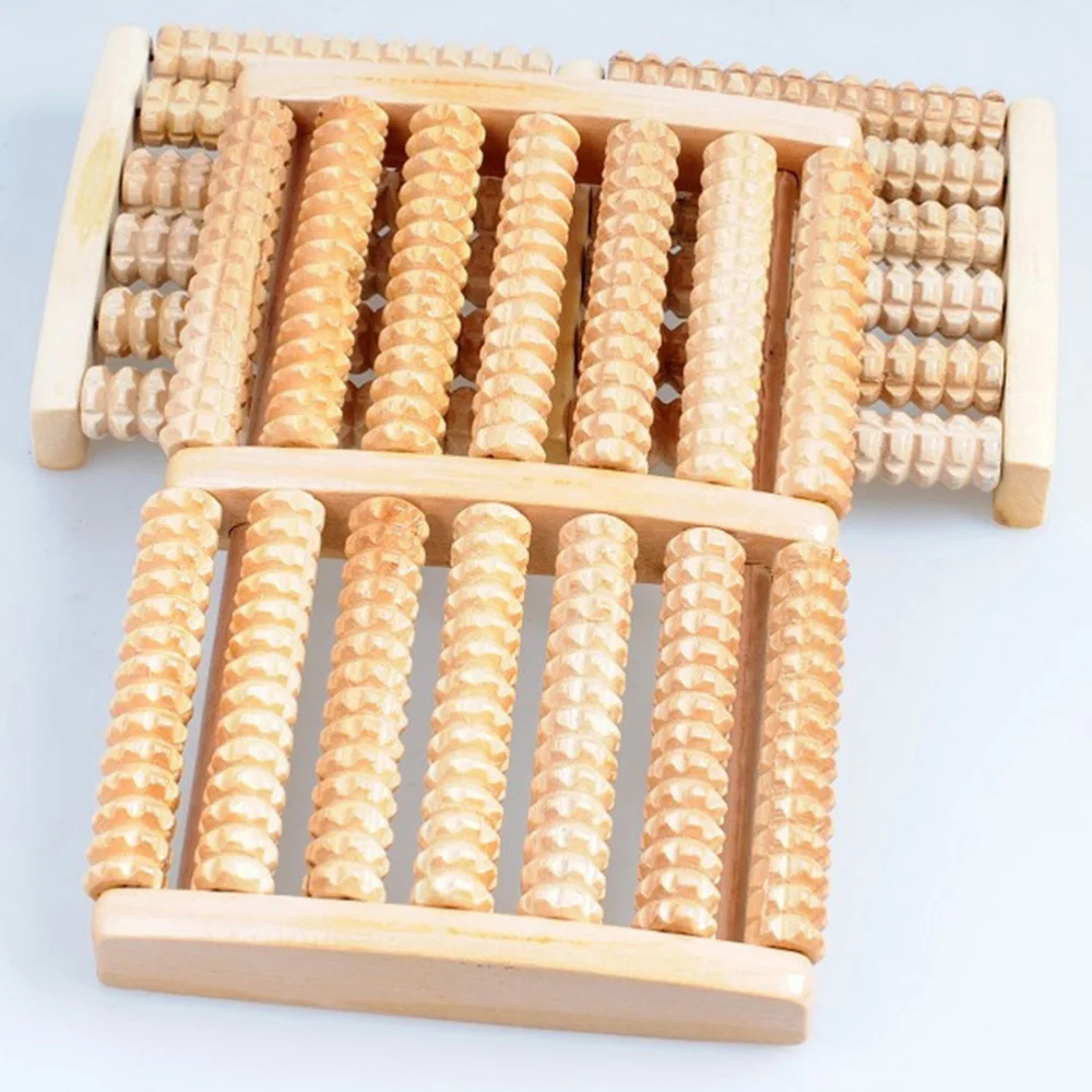 

7 Rows Wheel Wooden Massager Wood Roller Foot Massager Relax Relief Massager