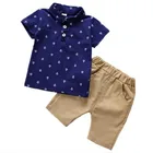 Комплект одежды для новорожденных мальчиков, новинка 2019, рубашка с лацканами для мальчиков, костюм из двух предметов, детская одежда для маленьких джентльменов, повседневная одежда, детская одежда