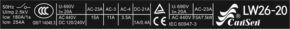 CANSEN LW26-20 CA10 поворотный кулачковый переключатель Ith 20A вольтметр Селекторный переключатель YH5/3