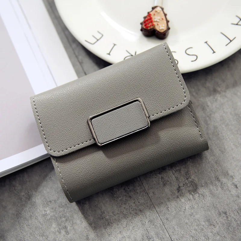 Square-LightGray Женские кошельки, Маленький модный брендовый кожаный кошелек для женщин, женская сумка для карт, клатч, Женский кошелек, кошелек с зажимом для денег - Цвет: Square-LightGray
