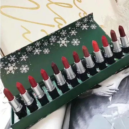 DropshippingMakeup подарок 12 цветов М губная помада набор Рождество снег губ набор матовая стойкая губная помада набор - Цвет: 12 PC