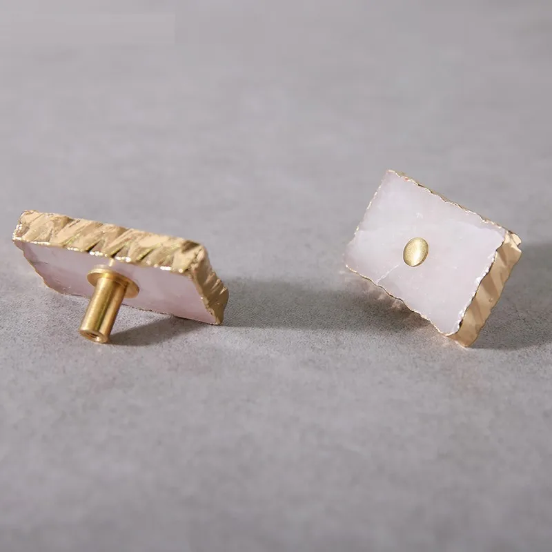 Высокое качество Мебельная ручка натуральный розовый кристалл ручки для шкафа