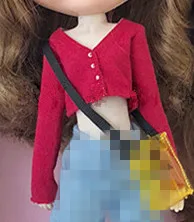 red Top Новые кукла 1/6 брюки blyth клетчатая рубашка ob24 сумка кукольный наряд(Fit blyth, ob24, pullip, azone, licca, ICY, кукла 1/6 - Цвет: red Top