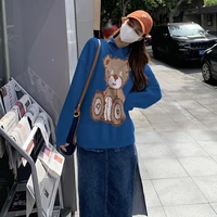 winter 2021 new bear foreign style sweater top is thin temperament long sleeved skirt ins super fire pullover sweaterpull femme