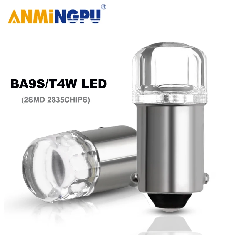 

AMNINGPU Signal Lamp Led Ba9s T4W 2835 Chips Ba9s Led Bulbs For Cars Roof lights Mirror lights License Plate Lights White 12V