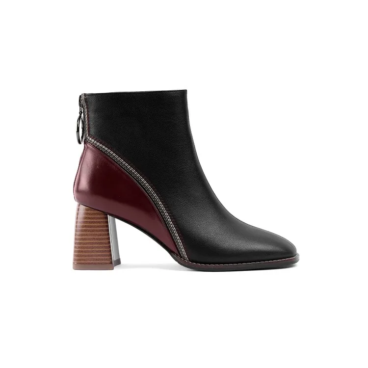 Женские ботильоны из коровьей кожи с квадратным носком на высоком
