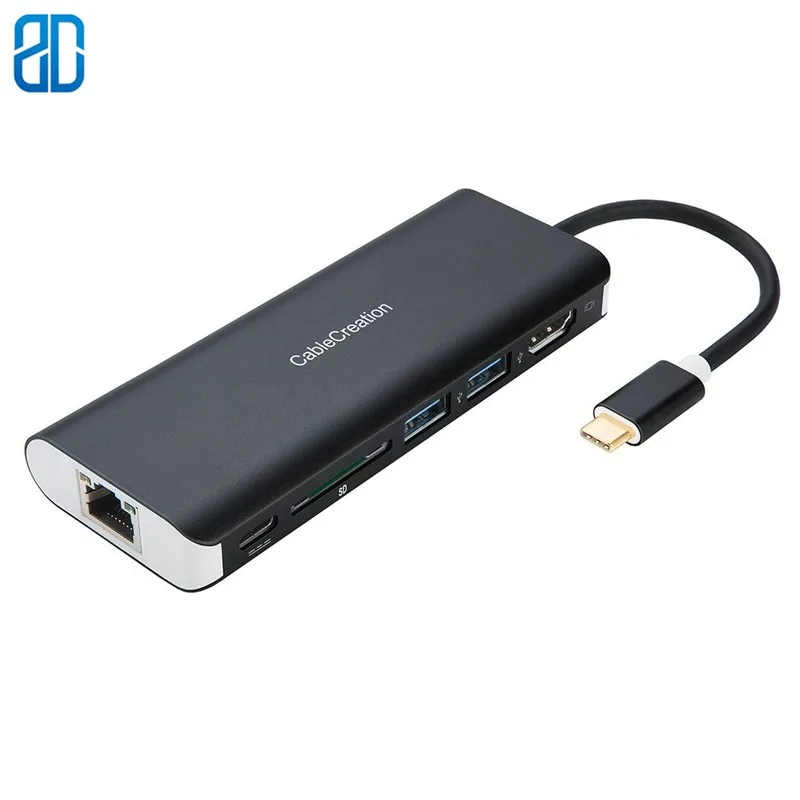 

USB-концентратор usb-c/USB 3,0, Ethernet, HDMI, SD-карта, разъем usb-c, совместим с iPad Pro 2018, MacBook Pro 2019/2018 /2017