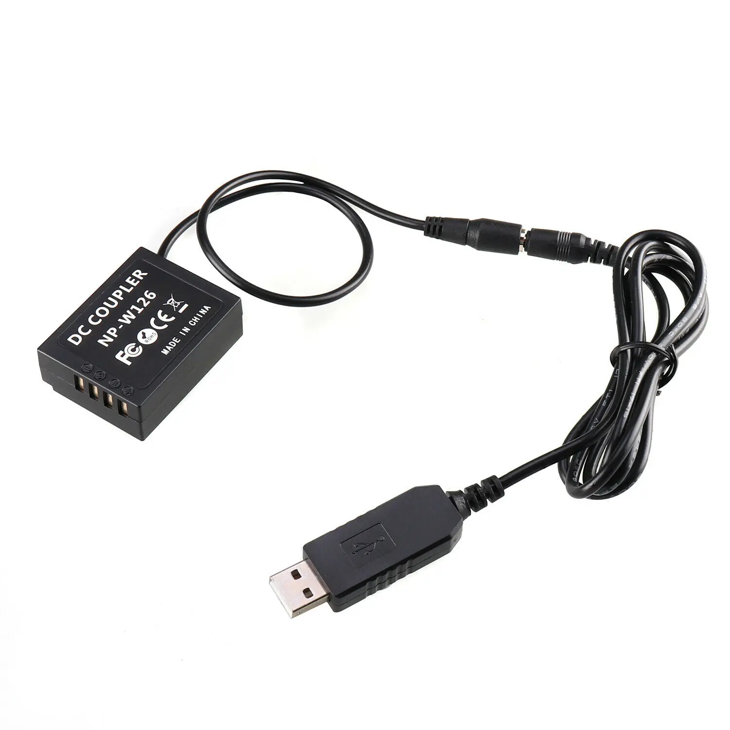 

Single USB NP-W126 Dummy Battery Cord+5V 3A adapter for Fuji Cameras