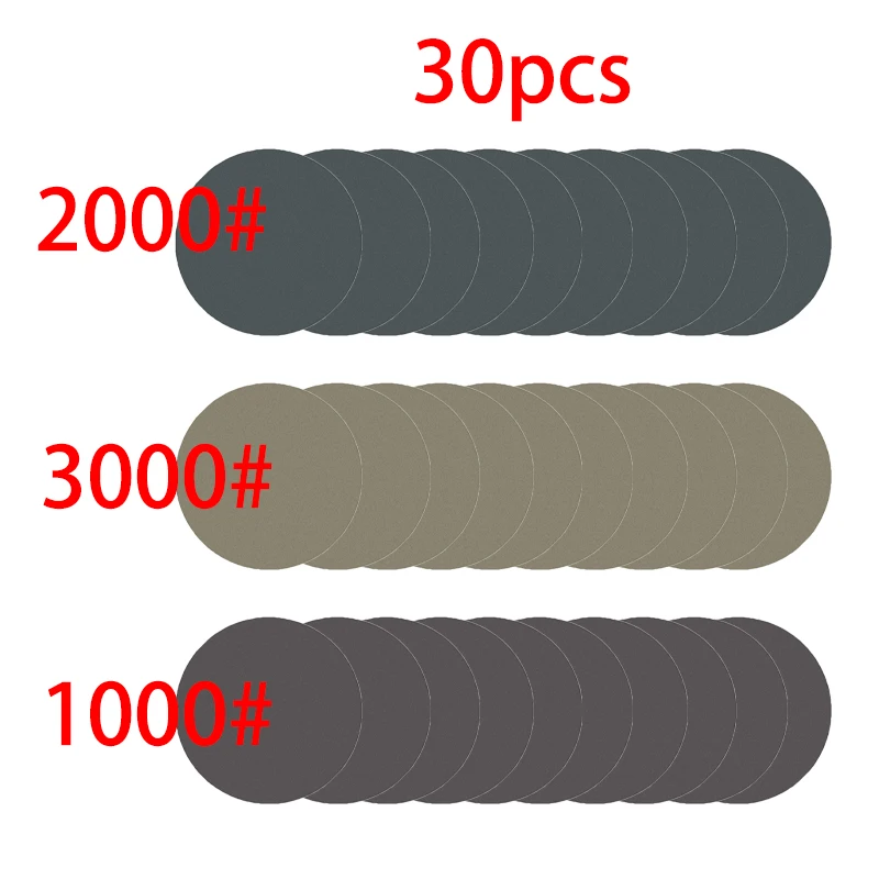

30pcs Set Sanding Disc Wet Dry Sandpaper 1000-3000 Grit Polishing Grinding Tool