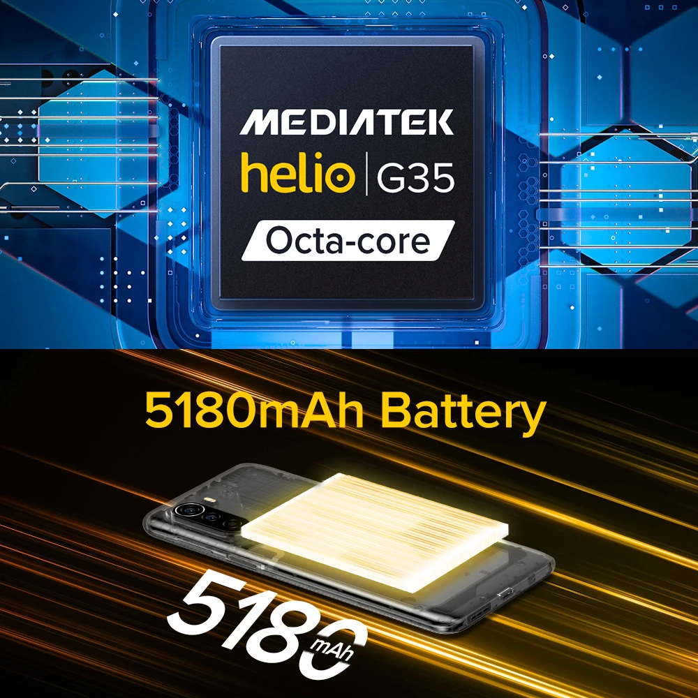 Ulefone Note 13P Smartphone Helio G35 5180mAh Android 11 4GB+64GB 6.5”FHD+ 4G Celular Phone 2.4G/5G WiFi 20MP Camera/NFC