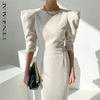 SHENGPALAE модное гофрированное однотонное платье-труба для женщин Весна 2022 новое платье до середины икры с круглым вырезом на талии с коротким рукавом