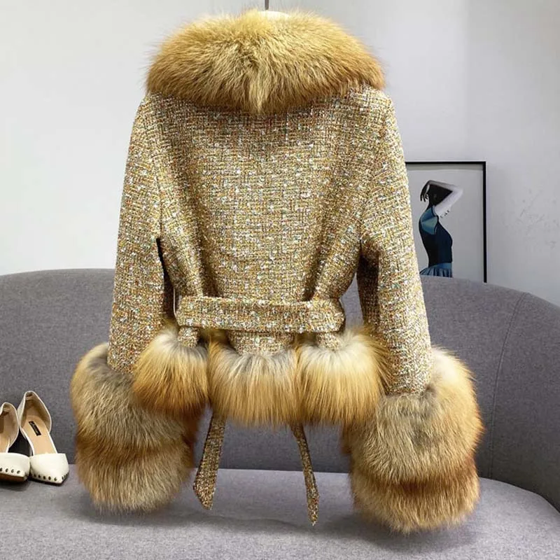 Паркер Женское пальто с воротником из лисьего меха Повседневная женская меховая