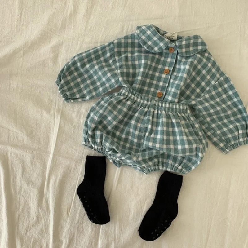 MILANCEL/одежда для малышей Рубашка в клетку с длинными рукавами и шаровары Комплект